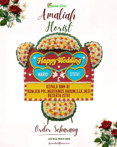Karangan Papan Bunga Pernikahan di Barrang Caddi